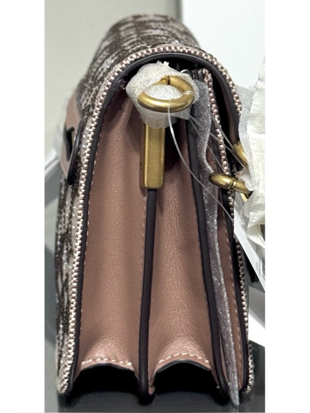 COACH Tabby Shoulder Bag 26 In CRYSTAL Signature Jacquard, Bronze/ Mushroom - Picture 7 of 15